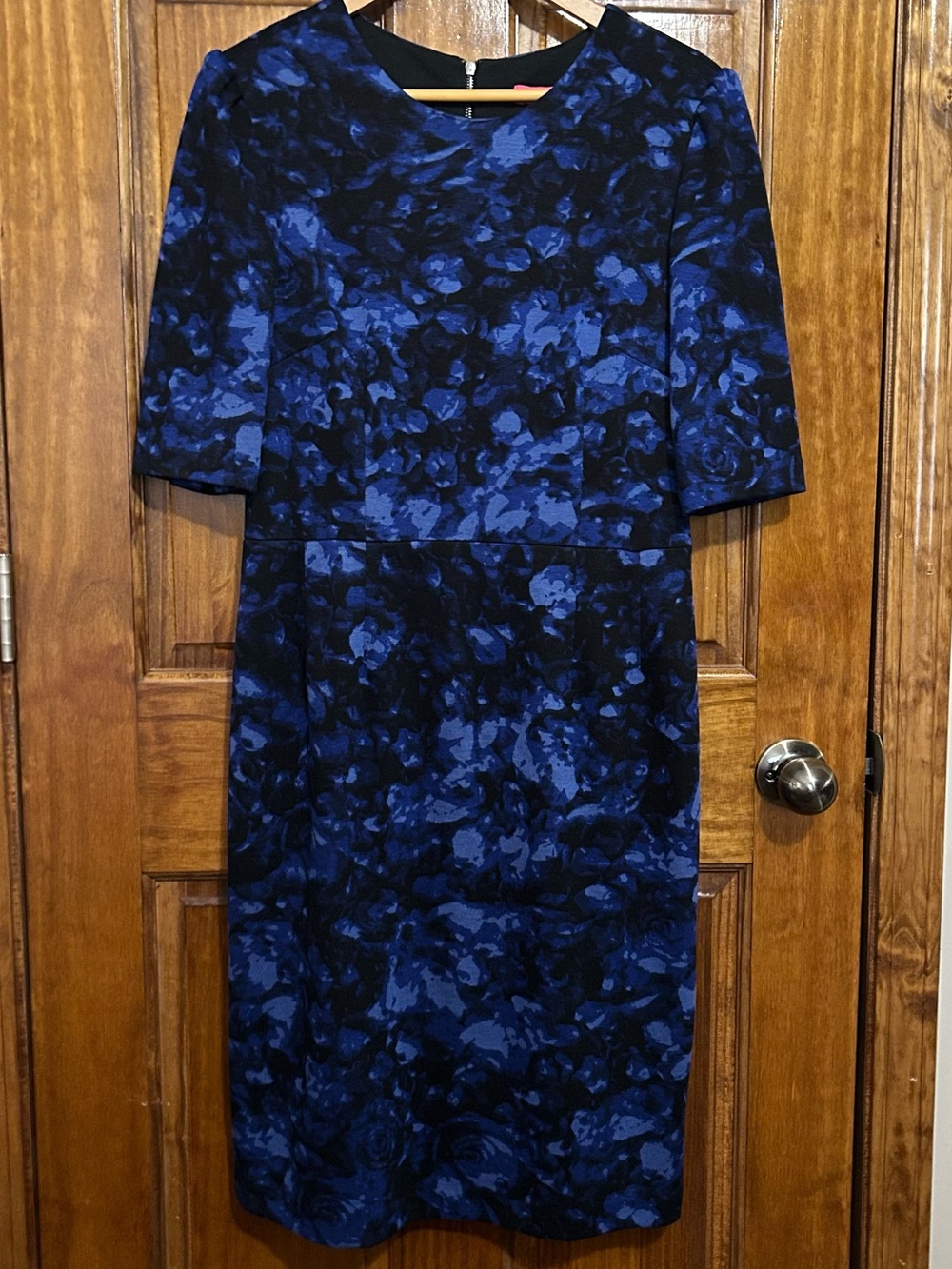 Betsey Johnson Women's Dark Blue Sheath Floral Printed Dress Size 10